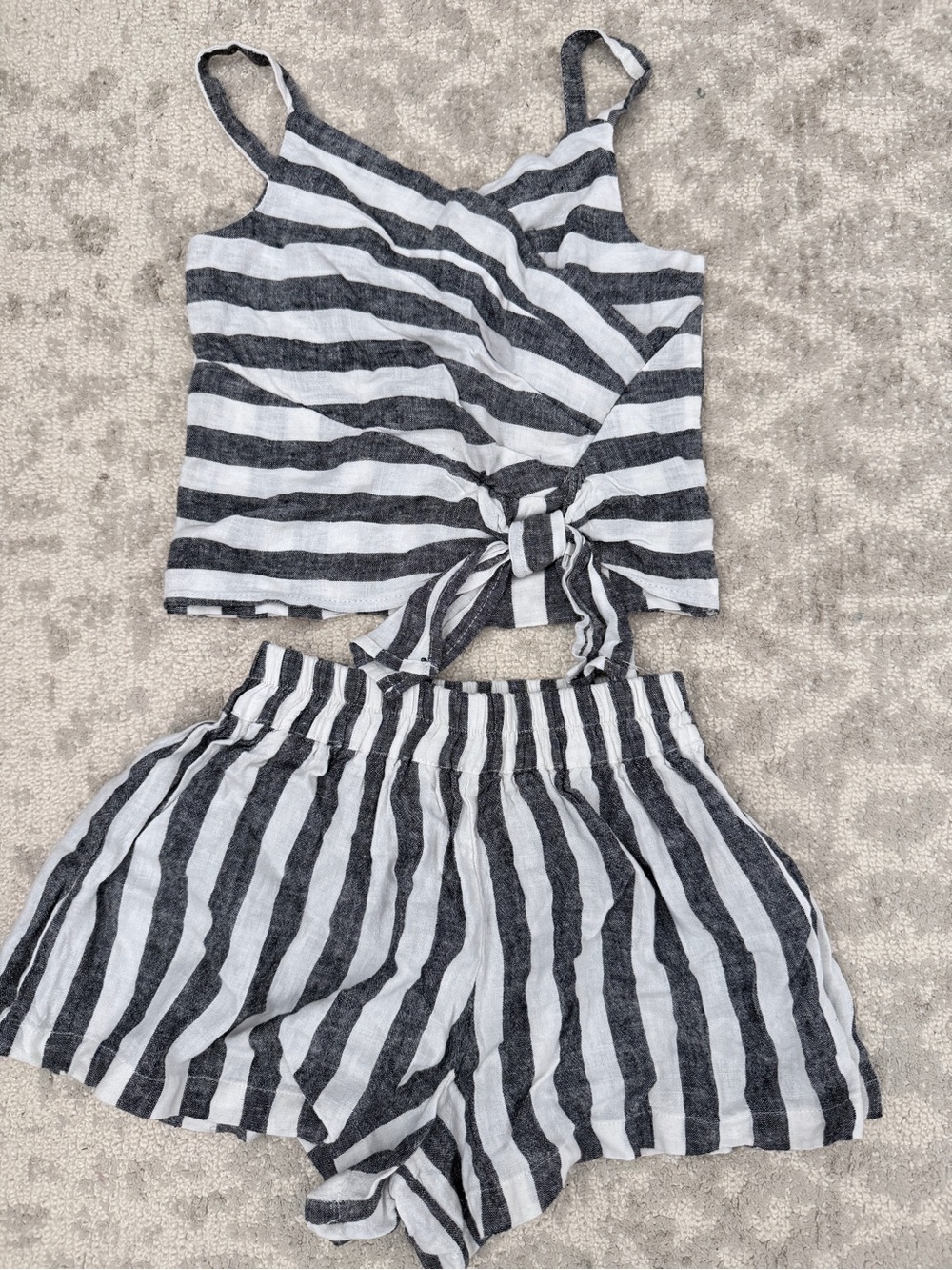 Habitual Black & White Striped Tank and Shorts Set
